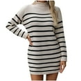 thumbnail image 2 of Blmnix Sweater Dresses Mini Bodycon Dresses Long Sleeve Beige Turtleneck Casual Dress, 2 of 5