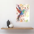 thumbnail image 2 of Hummingbird With Flower Patterns Modern Folk Art Watercolour Painting Large Wall Art Poster Print Thick Paper 18X24 Inch, 2 of 5
