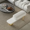 thumbnail image 5 of Homary Entryway Bench White & Gold Wooden Entryway Bench Boucle Upholstered with Abstract Metal Legs, 5 of 15