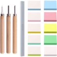 thumbnail image 1 of Swpeet 14Pcs 50mm Flat 2 Types Square Mixed Rubber Stamp Carving Blocks with 3Pcs Carving Knife Tools and Knife Polished Stone Kit, Double-Sided Removable Carving Block for Scrapbooking Postcards, 1 of 7