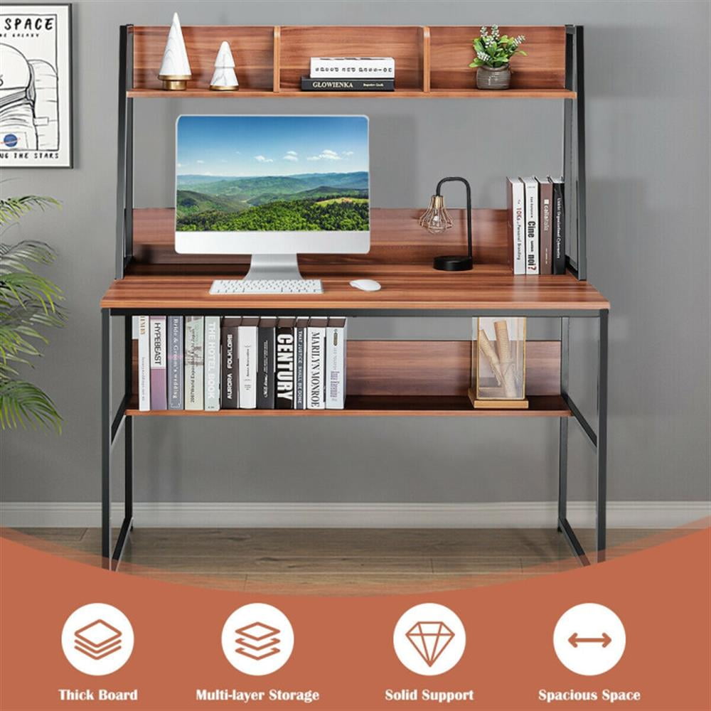 Demi Bonn 47" Computer Desk Writing Study Table Workstation, Gaming Workstation Home Office Desks, Brown