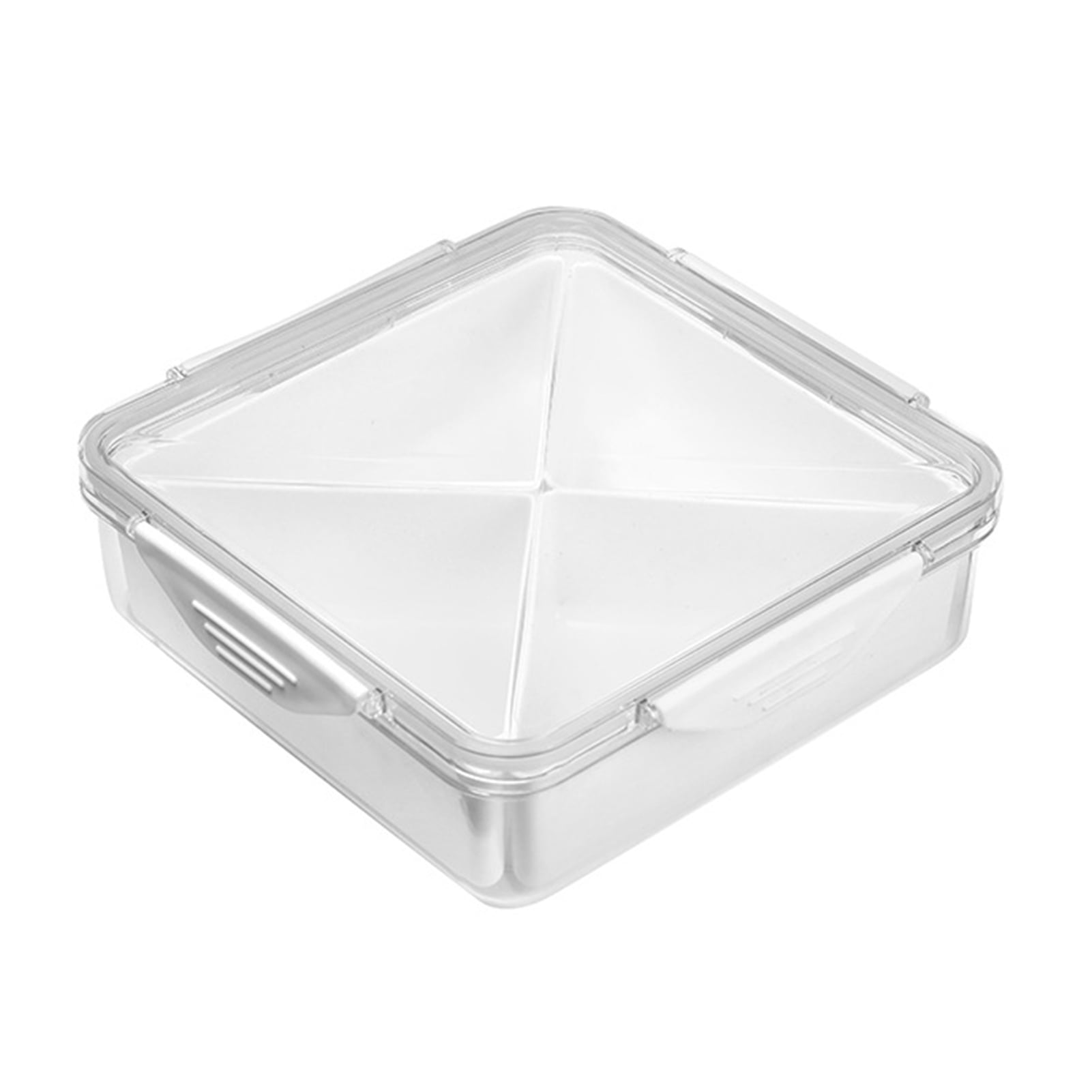 Veggie Tray with Lid - Divided Snackle Box Container with 4 White-square