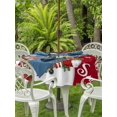 thumbnail image 2 of Outdoor Tablecloth with Umbrella Hole and Zipper, Red Christmas Snowman Round Table Cloth 54 Inch Waterproof Tablecloth, Xmas Botanical Birds Snowflake Picnic Table Cover for Patio Camping, 2 of 7