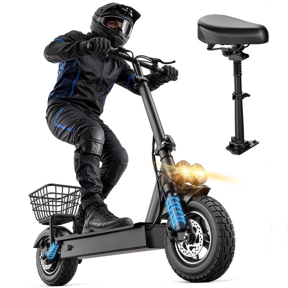 ASKGO Electric Scooter with Seat for Adults, 1200W Motor, 48V 15Ah Battery, 3 Speed Modes, Detachable Seat for Stand Riding, UL2272