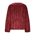 thumbnail image 6 of YanHoo Sparkly Sequin Shirts for Women Lantern Long Sleeve V Neck Dressy Blouses Glitter Shimmer Disco Party Club Concert Outfits Wine,XXL, 6 of 8