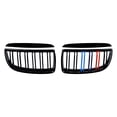 thumbnail image 2 of Astra Depot Gloss Black M-Color Front Kidney Grill Grille Dual Slats for BMW E90 E91 Sedan 4DR 323i 325i 328i Pre-LCI 2005-2008, 2 of 7