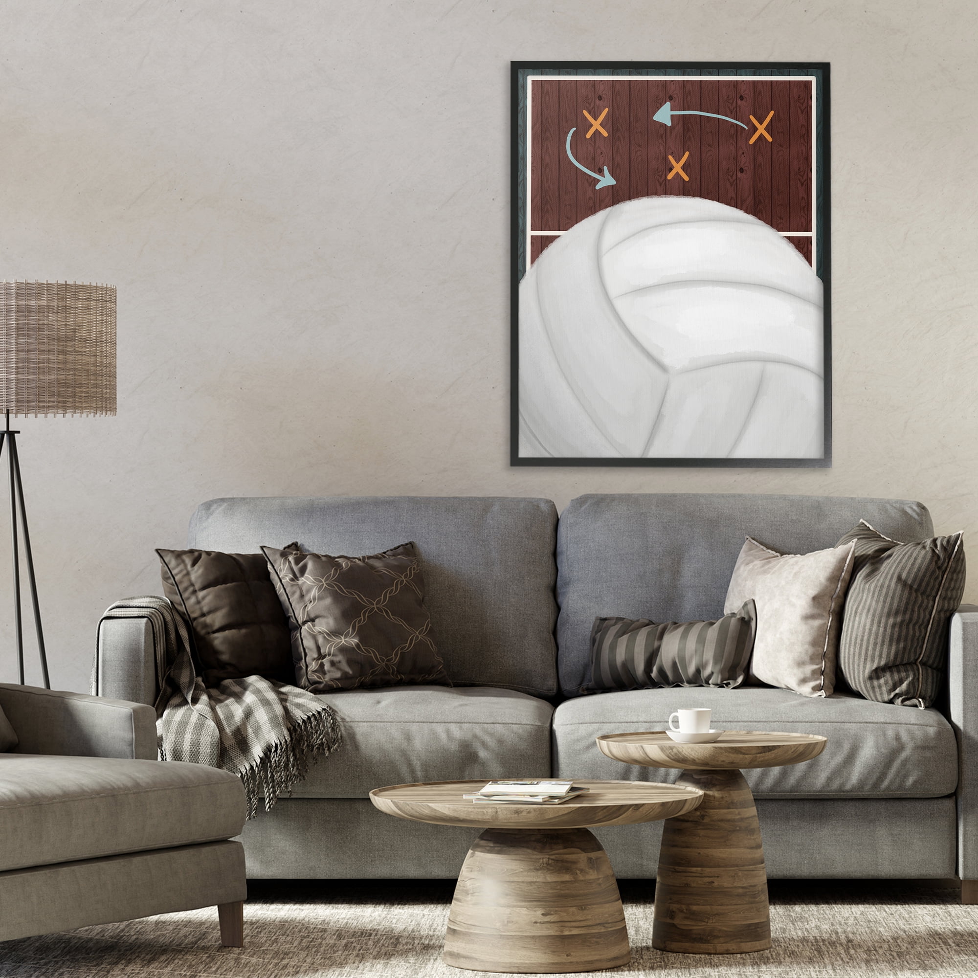 Stupell Industries Volleyball Court Tactics Black Framed Giclee Art, design by Jennifer Stith