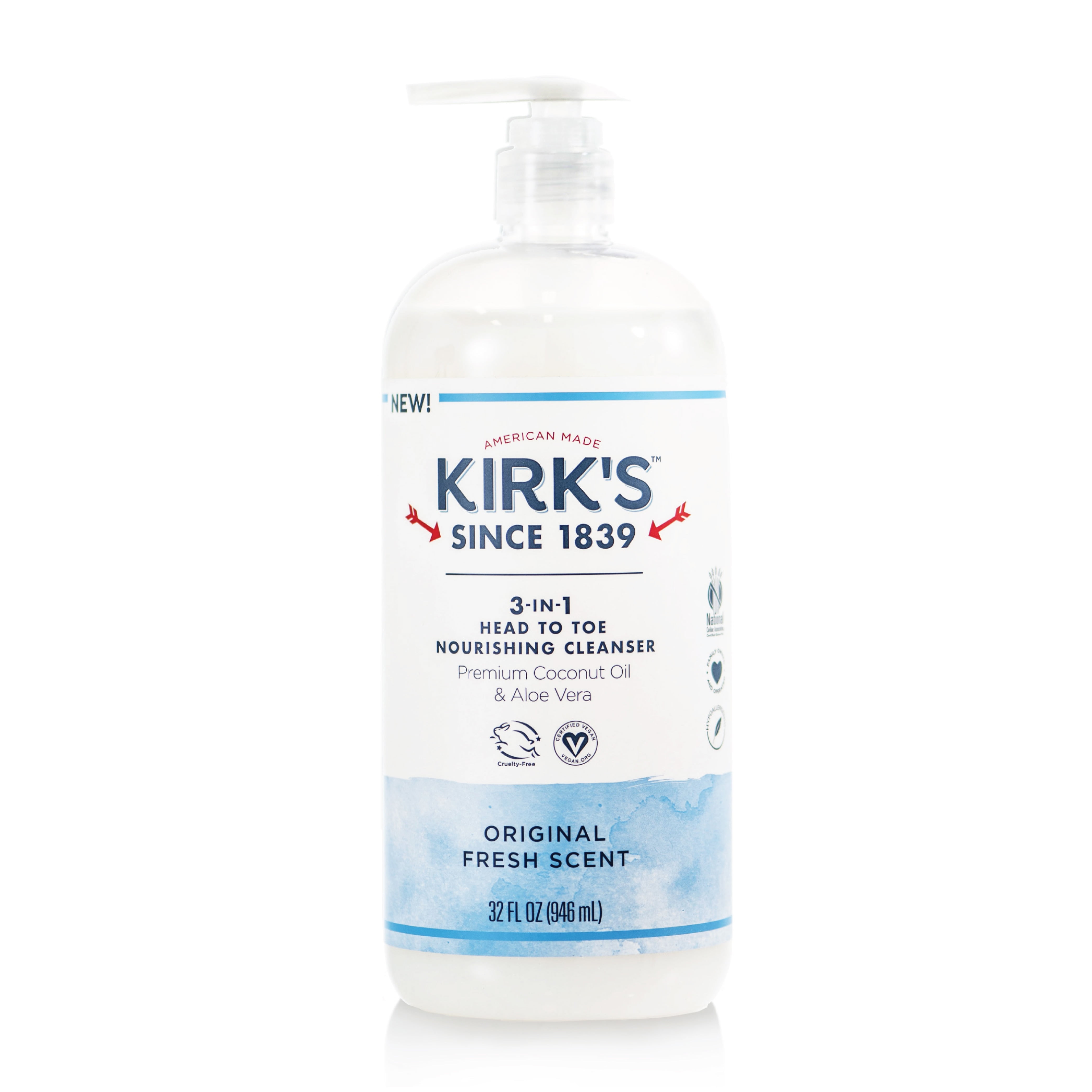 Kirk's Castile 3in1 Head To Toe Nourishing Body Wash, 32 Oz