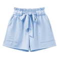 thumbnail image 4 of Babcutegg Girls High Waisted Shorts, Casual Loose Fit Tie Waist Shorts, Wide Leg Summer Shorts for Girls Ages 5-14 Light Blue Size 8, 4 of 5