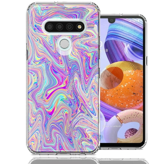 MUNDAZE For LG K51 Paint Swirl Design Double Layer Phone Case Cover