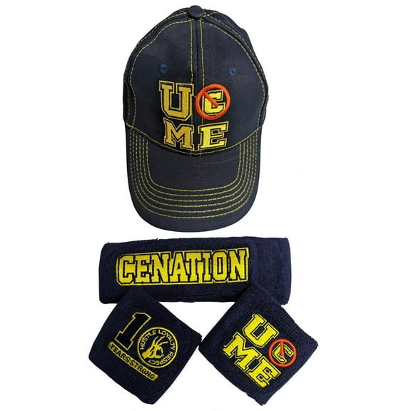 John Cena Blue 10 years Strong U Can't See Me Baseball Hat Headband Wristband Set
