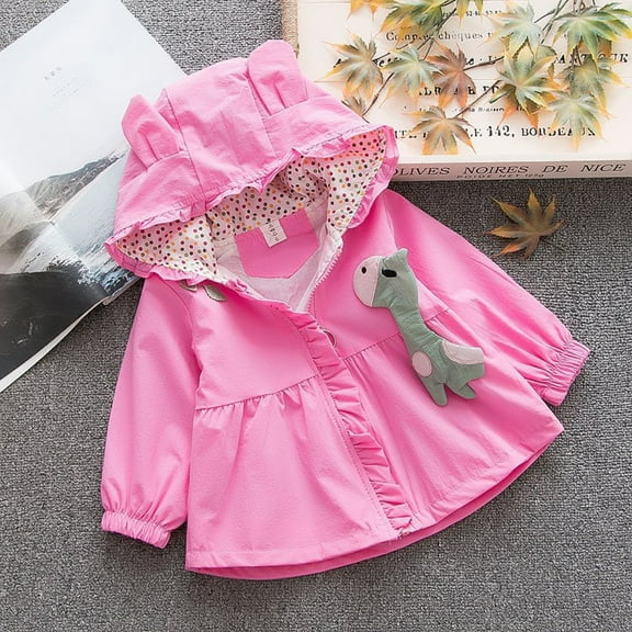 LFEOOST Toddler Baby Girls Fall Winter Clothes Windproof Jacket for 1-4 Years Old Kids Ear Hooded Casual Coat Outwear Hot Pink 8