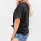 thumbnail image 4 of Top con Botones para Mujer, Color Puro, Dobladillo Irregular, Transpirable, Informal, Suelto, para Picnic, Negro, XXL, 4 of 6