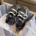 thumbnail image 4 of Otqutp Girls Mary Jane Shoes Mesh Lace Trim Bow Heart Buckle Kids Flats Non Slip Round Toe School Uniform Party Shoe, 4 of 8