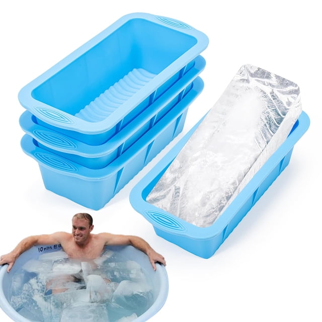 Molde para bloques de hielo HUIRUSO, extra grande, paquete de 4 unidades, 4,3 kg, silicona