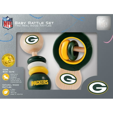 UPC: 0705988816048 | Baby Fanatic Wood Rattle 2 Pack – NFL Green Bay Packers Baby Toy Set