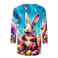 thumbnail image 5 of 3/4 Manga Tops para las Mujeres Pascua Floral Cuello Redondo Suelto Camiseta Moda Casual, 5 of 5
