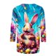 thumbnail image 2 of TaTaai Ladies Easter Floral Print Loose Blouses Round Neck Three-quarter Sleeve Casual Fashion Soft Comfy Daily Holiday Party Wear Tops Gift, 2 of 5