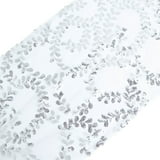 Efavormart 12"x108" Silver Leaf Vine Embroidered Sequin Mesh Like Table ...