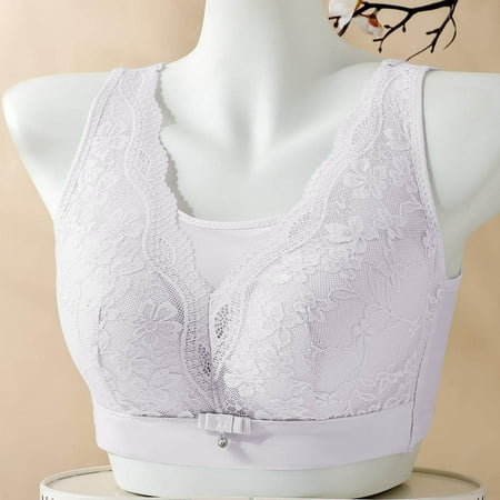 Elvqul Bras for Women Wirefree White Plus Size Bralette Underwire Underwear Breathable Lace Nylon Bras