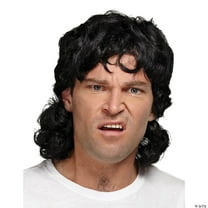 Costumes For All Occasions Black Halloween Mullet Costume Wig, for Adult