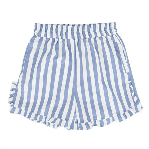 Gym Shorts Women Loose Fitted in Clearance Women's Striped Print High Waisted Shorts Elastic Waist Wide Leg Loose Casual Home Sleeper Shorts New Light Blue M