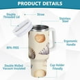 thumbnail image 2 of Yayeee 40oz Double-Wall Insulated Stainless Steel Tumbler with Handle Bottle, Watercolor Seashells, 2 of 8