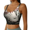 thumbnail image 2 of Gukieu Baseball Breaking Glass Print Women's Sports Vest, Low-neck U-shaped Removable Pad Sports Bra for Yoga, Exercise, Dance-Medium, 2 of 8