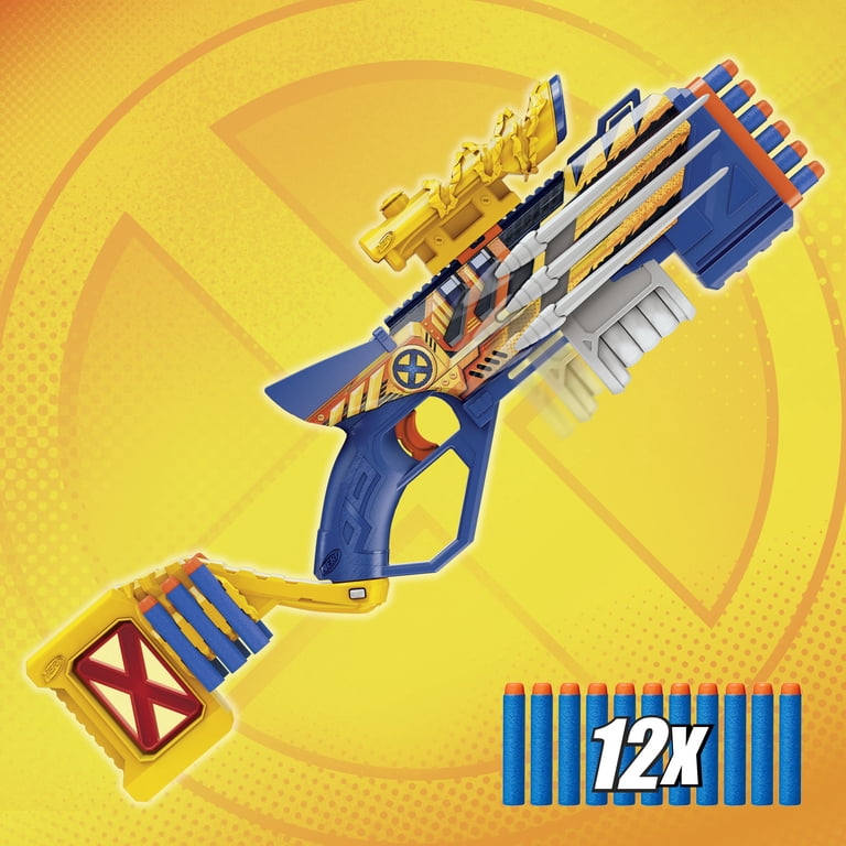Nerf Marvel Wolverine Blaster with Scope & Dart Storage, 12 Nerf