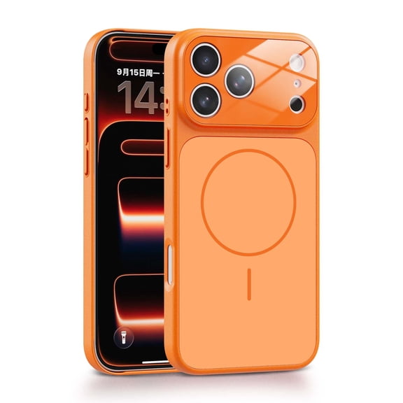 Mynvo for iPhone 18 Pro Case, Anti-Fingerprint Magnetic Slim Cover Compatible with MagSafe Anti-Scratch Bumper Rugged Case for Women Men, Orange