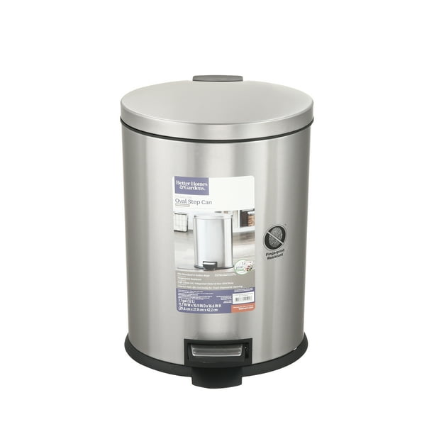 Better Homes & Gardens 3.1 gal / 12L Stainless Steel Oval Kitchen Garbage  Can with Lid