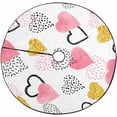 thumbnail image 1 of FMSHPON GoldWatercolor Pink Hearts Xmas Christmas Tree Skirt Stand Mat for Holiday Party Decoration Indoor Outdoor 36 inches, 1 of 3