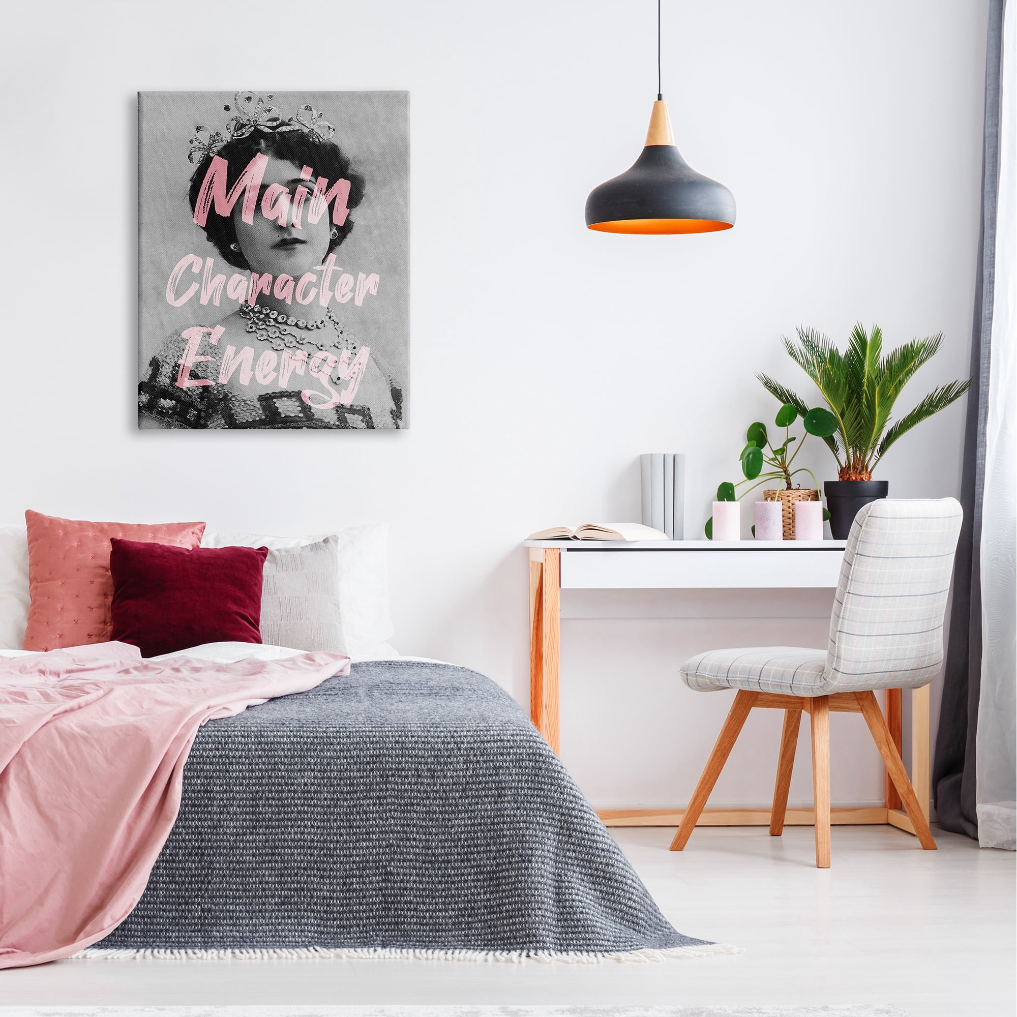 Stupell Industries Main Character Energy Trendy Pink Vintage Photography Graphic Art Gallery Wrapped Canvas Print Wall Art, Design by Daphne Polselli