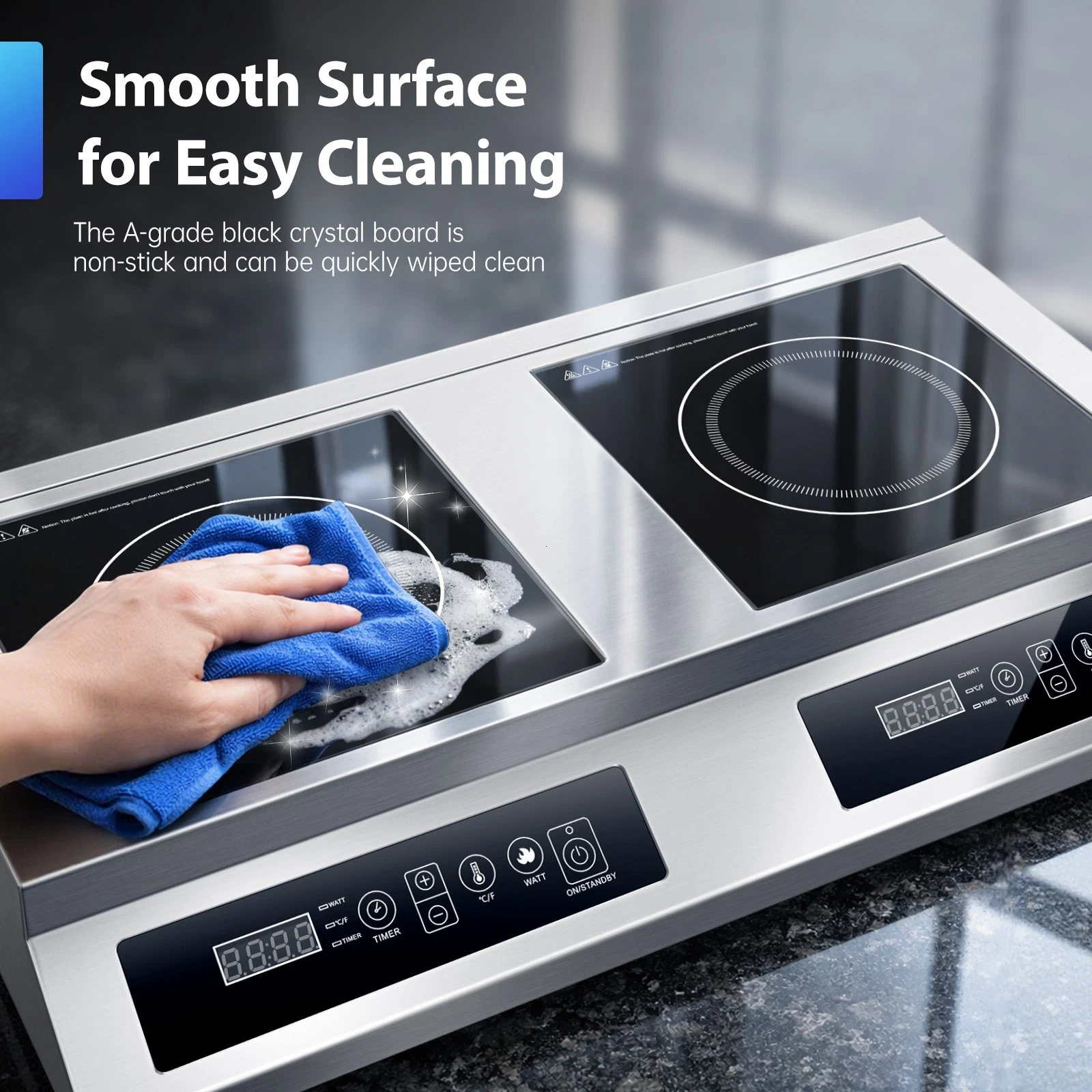 Electric Induction Cooktop Double Commercial Burner 3500W + 3500W Dual Induction Hot Plate Professional Countertop Burner Stove with Timer, 10 Power & 10 Temp Setting, LED Screen