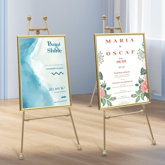 DENEST 46.5 in. x 19.7 in. Gold Metal Portable Floor Easel Stand for Decorative Display