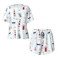 thumbnail image 4 of Picia Nautical Lighthouse Sailboat Pajamas Sets for Women Soft Short-Sleeved Pjs with Lounge Shorts Two Piece Sleepwear-Large, 4 of 9