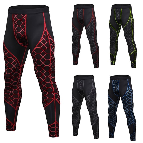 Men's Compression Pants, Cool Dry Athletic Workout Running Leggings Tights Size 2XL Red