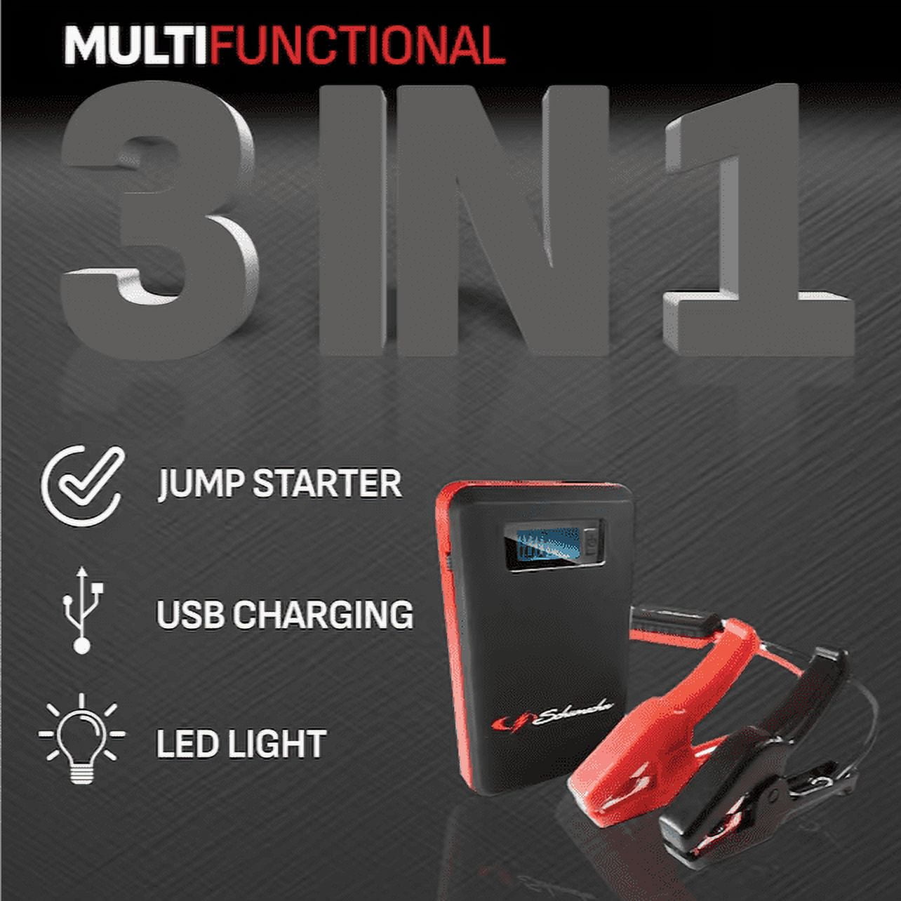 Schumacher Electric Portable 600 Peak Amp Lithium Ion Car Battery Jump Starter and Power Pack with USB Ports, 12V DC