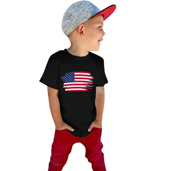 JLMSPLWG 4th of July Shirts for Toddler Independence Day Shirt Kids Patriotic USA Flag Short Sleeve Basic Tees Baby Boys July 4th Tops Newborn Boys Clothes