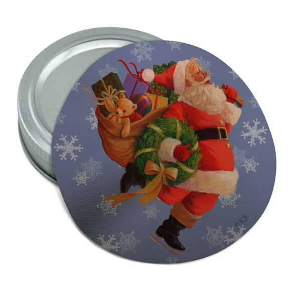 Christmas Holiday Here Comes Santa Round Rubber Non-Slip Jar Gripper Lid Opener