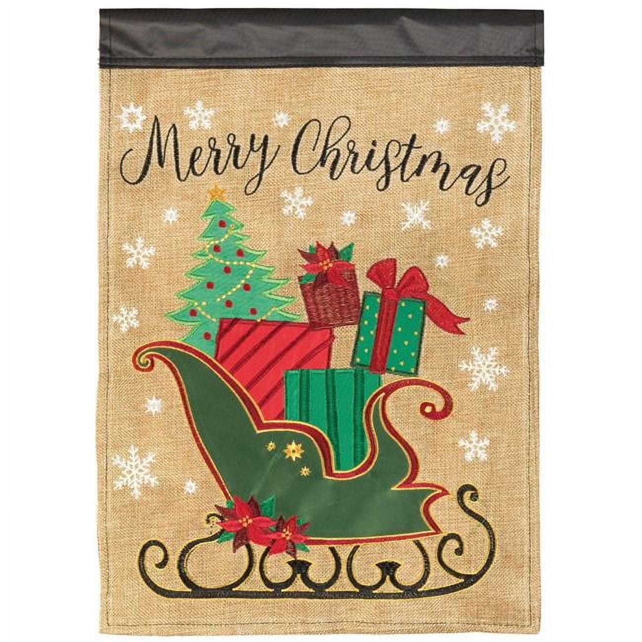 Magnolia Gardens M001707 29 x 42 in. Sleigh Merry Christmas Polyester Garden Flag - Large