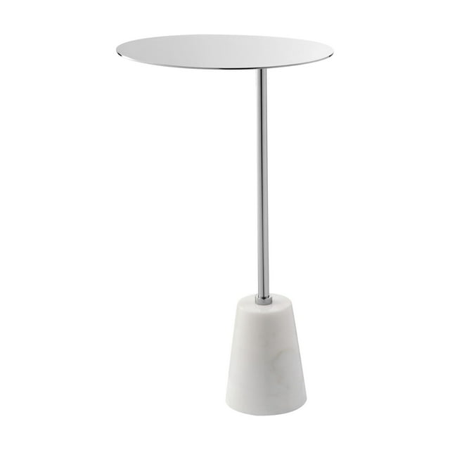Mesa Benzara Frank de 30 cm, base de mármol cromada, 21 pulgadas de alto