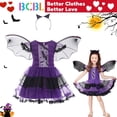 thumbnail image 2 of BCBL Vestido De Halloween Para Niños Niña Disfraz De Murciélago Púrpura Con Diadema Fiesta, 2 of 4