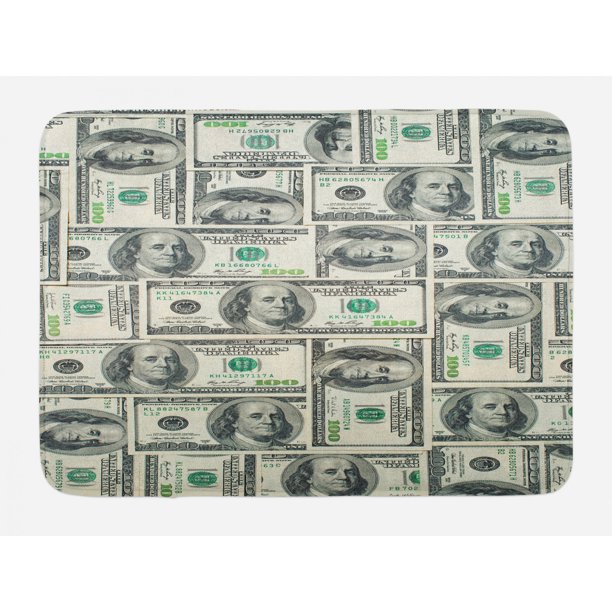 Money Bath Mat, Dollar Bills of United States Federal Reserve with the