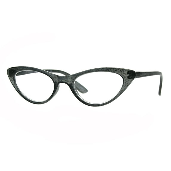 Womens Cat Eye Plastic Glitter Frame Reading Glasses 3.0 Black