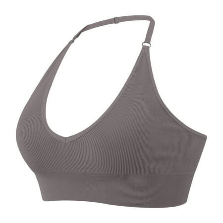 Women s Halterneck Sports Bra Backless Bra Backless Deep V Neck Womens Bras Comfortable Support Sports Bustier Padded Cute Womens Bras Push Up Cute Gym Push Up Bra Backless Adjustable Straps