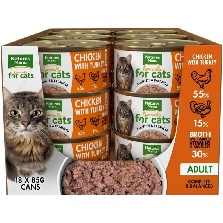 Natures Menu Chicken and Turkey Cat Can Cat Food 85g Case of 18 Walmart