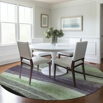 Addison Rugs Chantille Indoor/Outdoor Transitional Swirls Purple Washable Round Rug, 8' x 8'