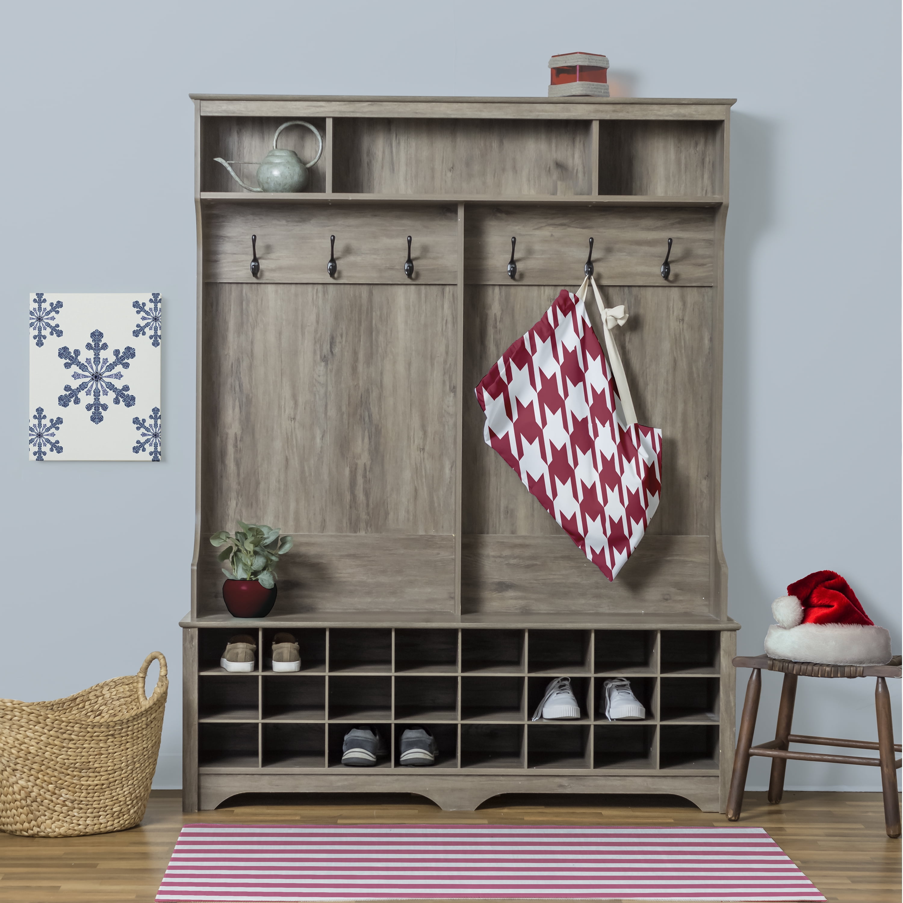 Simply Daisy Canvas Houndstooth 28 x 36 in Red Laundry Bag
