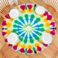 thumbnail image 2 of Colorful Rainbow Tie Dye Spiral Pattern Round Fitted Tablecloth with Elastic Edge,Dining Table Cover Waterproof,Outdoor Round Tablecloth for Camping,Dining,Indoor and Outdoor, 2 of 7